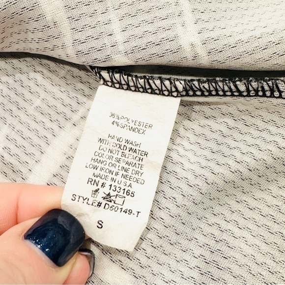 Finn & Clover Black & White Windowpane Plaid Cross Front Waffle Knit Dress - Picture 3 of 6